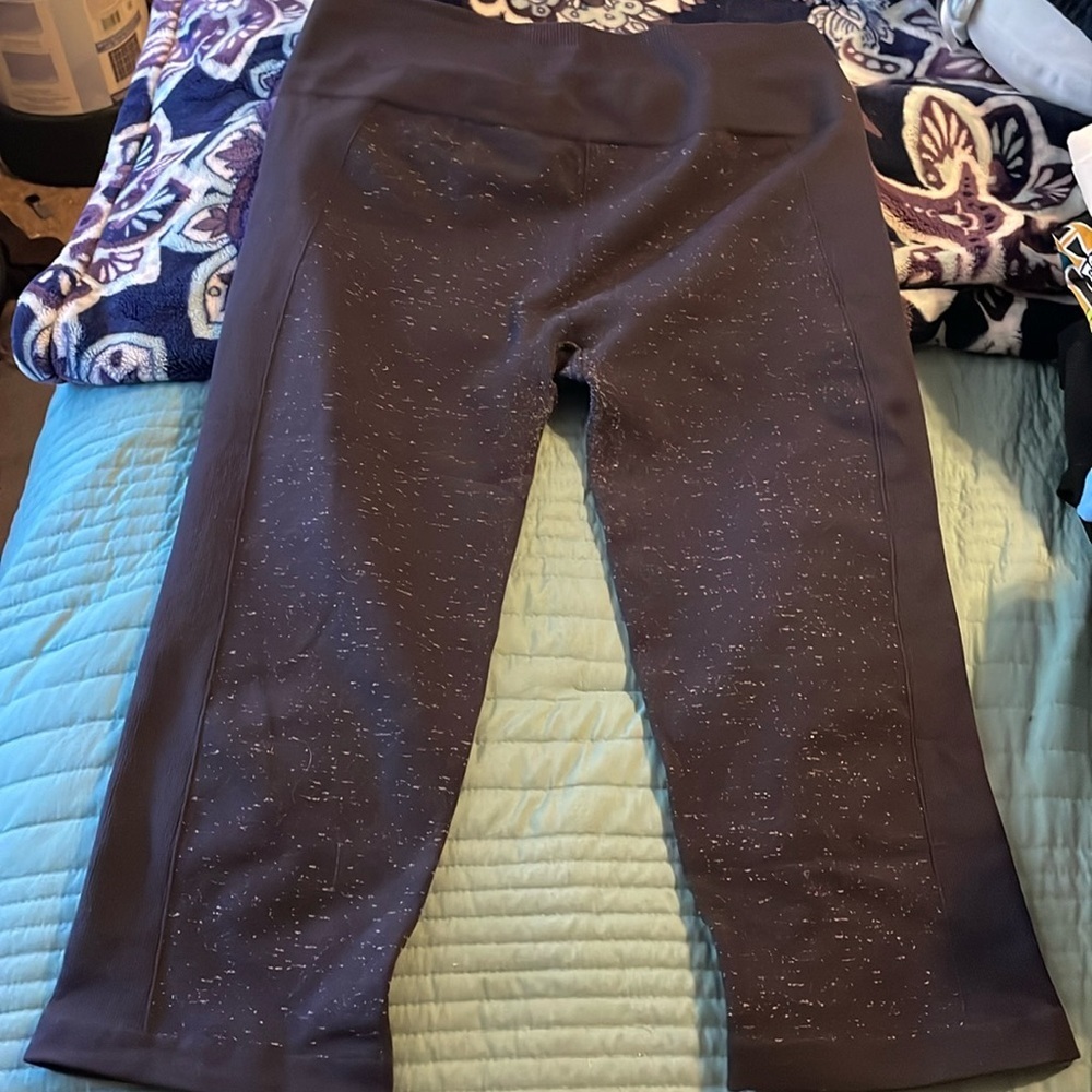 Lululemon Ebb To Street Seamless Navy Speckled 7/8 Leggings Size 10 Heavyweight